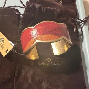 Patricia Nash Vibrant Red and Gold Cuff s/m NWT’s